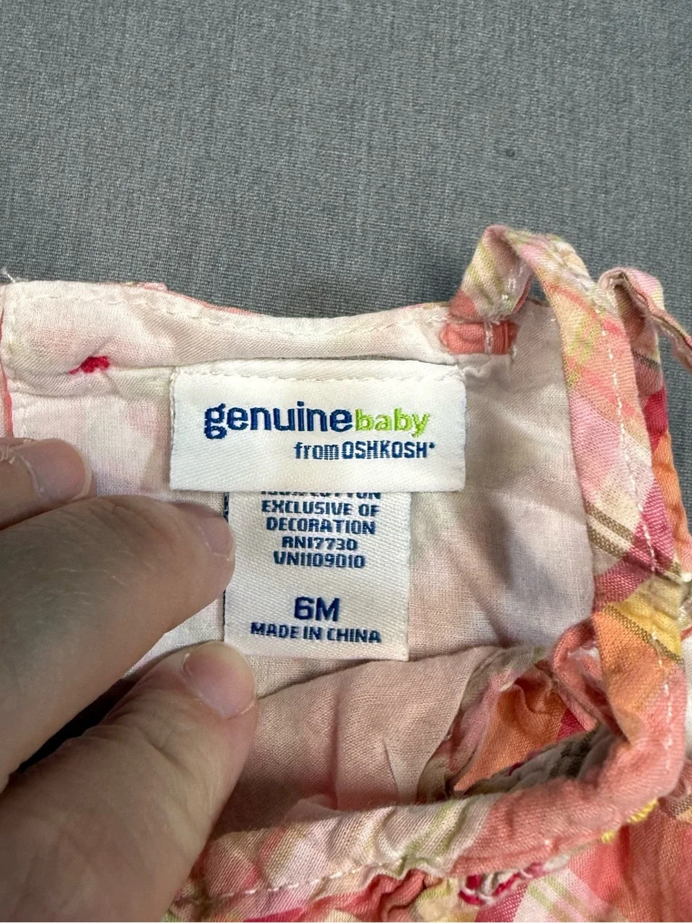 OshKosh B'gosh Pink Plaid Sundress Top with Heart Detail